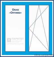 Двустворчатое левое поворотное - глухое окно Стандарт